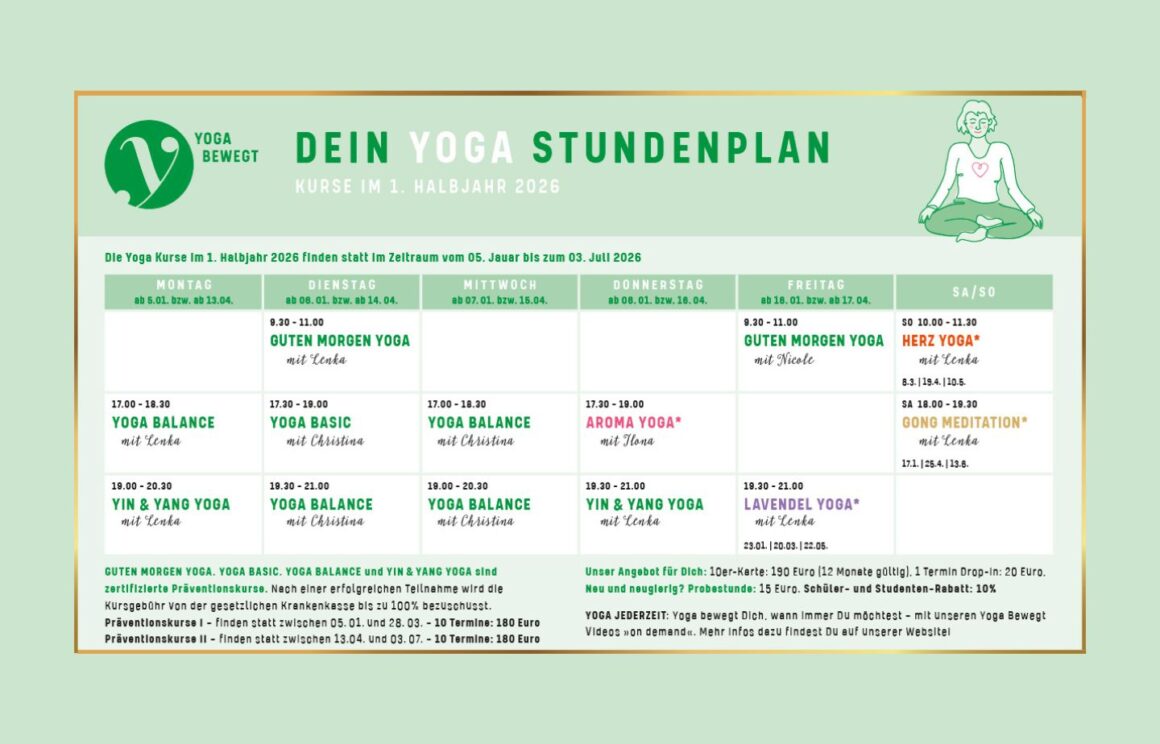 Dein Yoga Stundenplan Kurse im 1. Halbjahr 2026