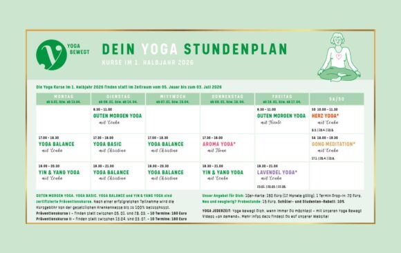 Dein Yoga Stundenplan Kurse im 1. Halbjahr 2026