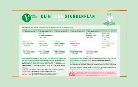 Webseite Aktuell alle Yoga-Themen (4) Dein Yoga Stundenplan in 2. Halbjahr 2026